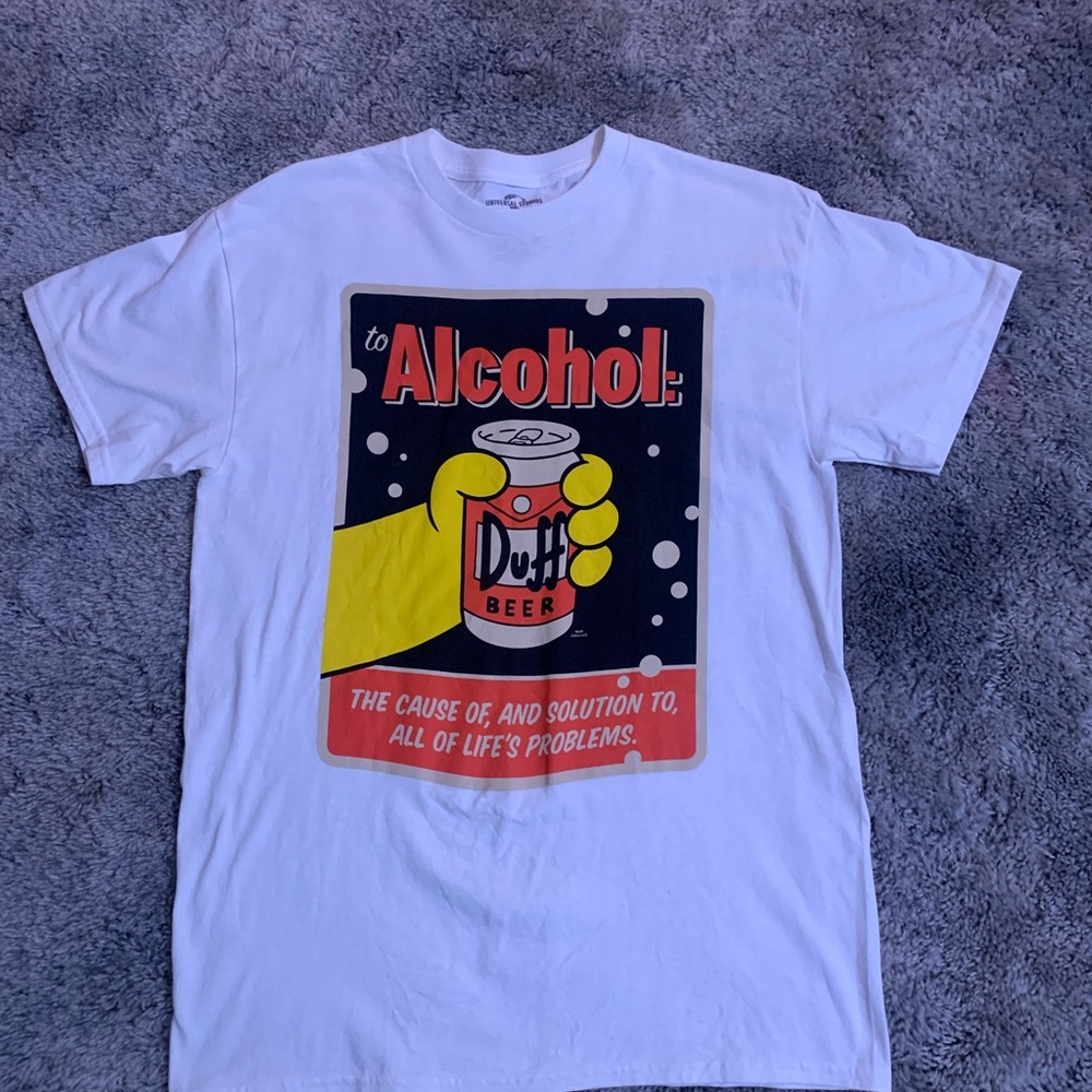 White Duff Universal Studios Graphic T-Shirt